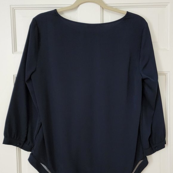 J. Crew 3/4 Sleeve Navy Blouse (S) NWT - Picture 2 of 2